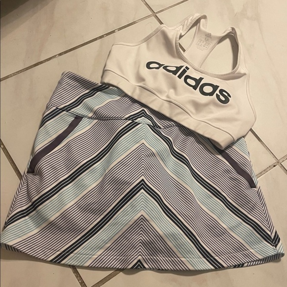 Adidas Golf Climalite Purple Blue Chevron Skort S and sport bra M